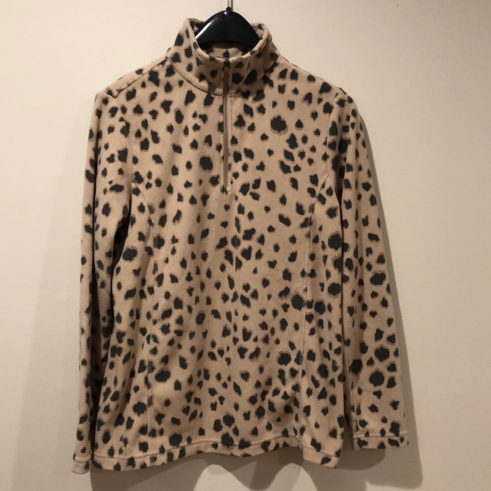 Lands’ End Leopard Fleece 1/4 Zip